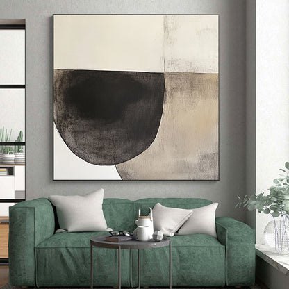Wall Decor Abstract Paintings Large, Black Beige Gray Abstract Minimalist Art PT156