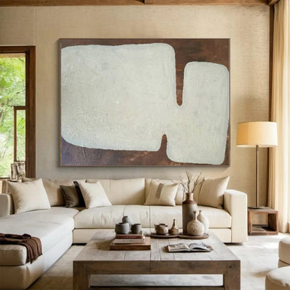 Hand-Painted Beige and Brown Textured Abstract Art PT647