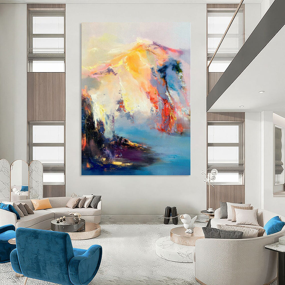 Unique Abstract Art Colorful Mountain and Water Abstract Acrylic Painting DPS421