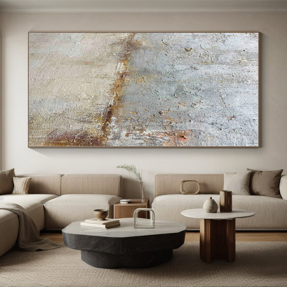 Large Painting In Living Room Gray & Brown Textured Abstract Painting On Canvas PT080