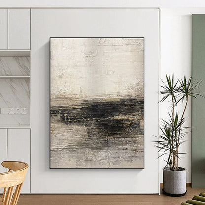 Unique Abstract Art Beige and Black Textured Abstract Art PT635