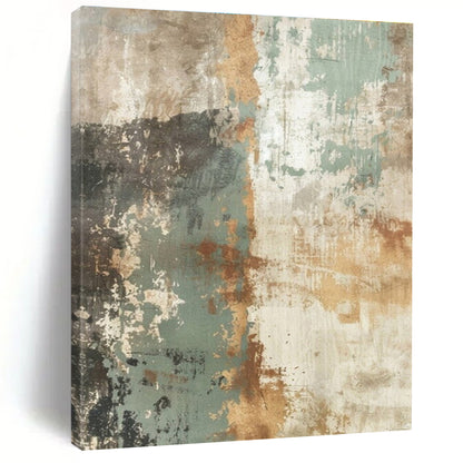 Hand Painting Teal, Brown, and Beige Textured Abstract Art PT741