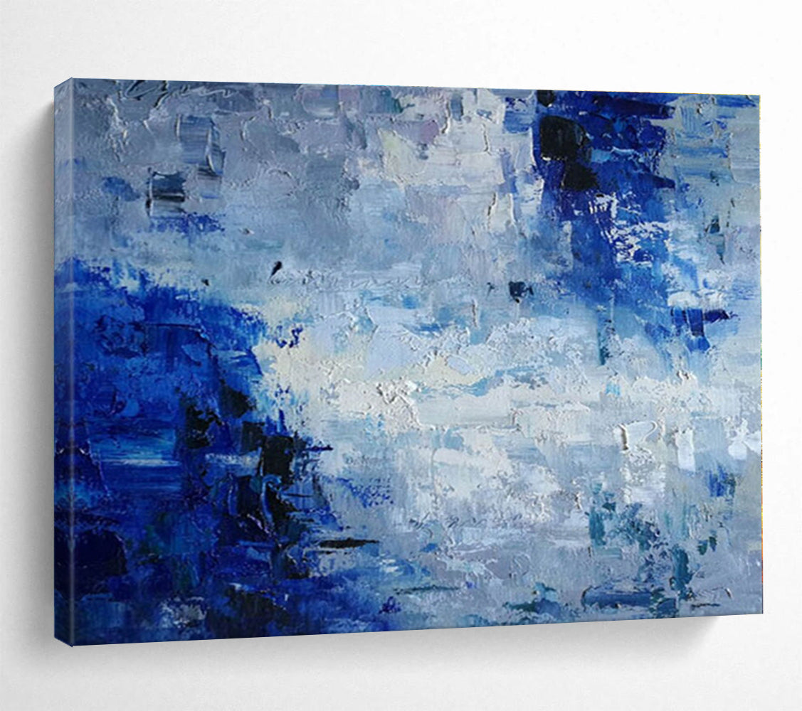 Hand Painting Blue & Gray Textured Abstract Sky Art HPS152