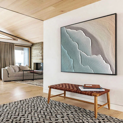 Gaint Canvas Art Teal and Beige Textured Abstract Landscape Art HPS342