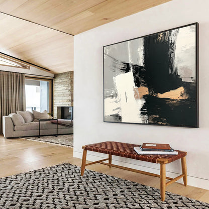 Cool Abstract Paintings Black, White, and Gold Minimalist Abstract Art HPS328