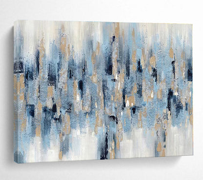 Acrylic Modern Art Paintings Blue, Gold & White Textured Abstract Painting On Canvas HPS122
