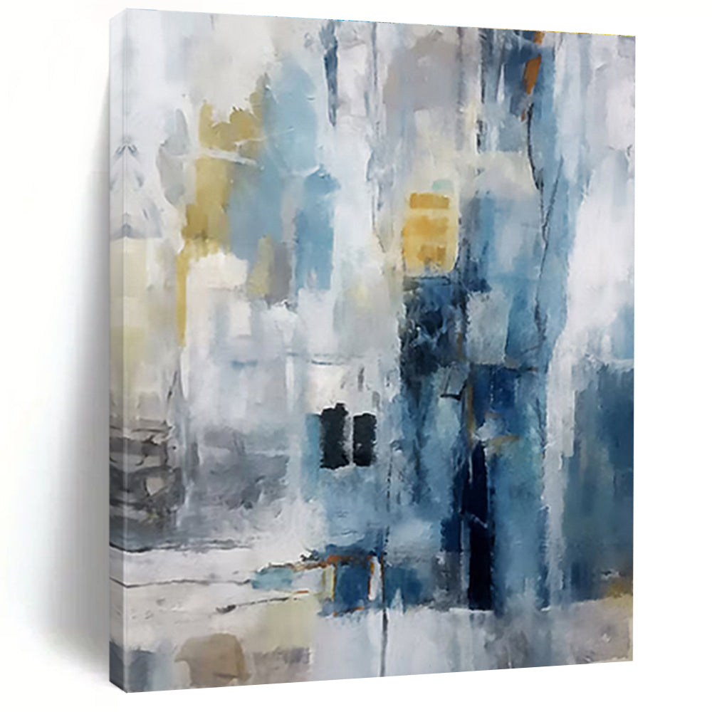 Acrylic Modern Art Paintings Blue Gray Abstract Urban Scene Art PT446