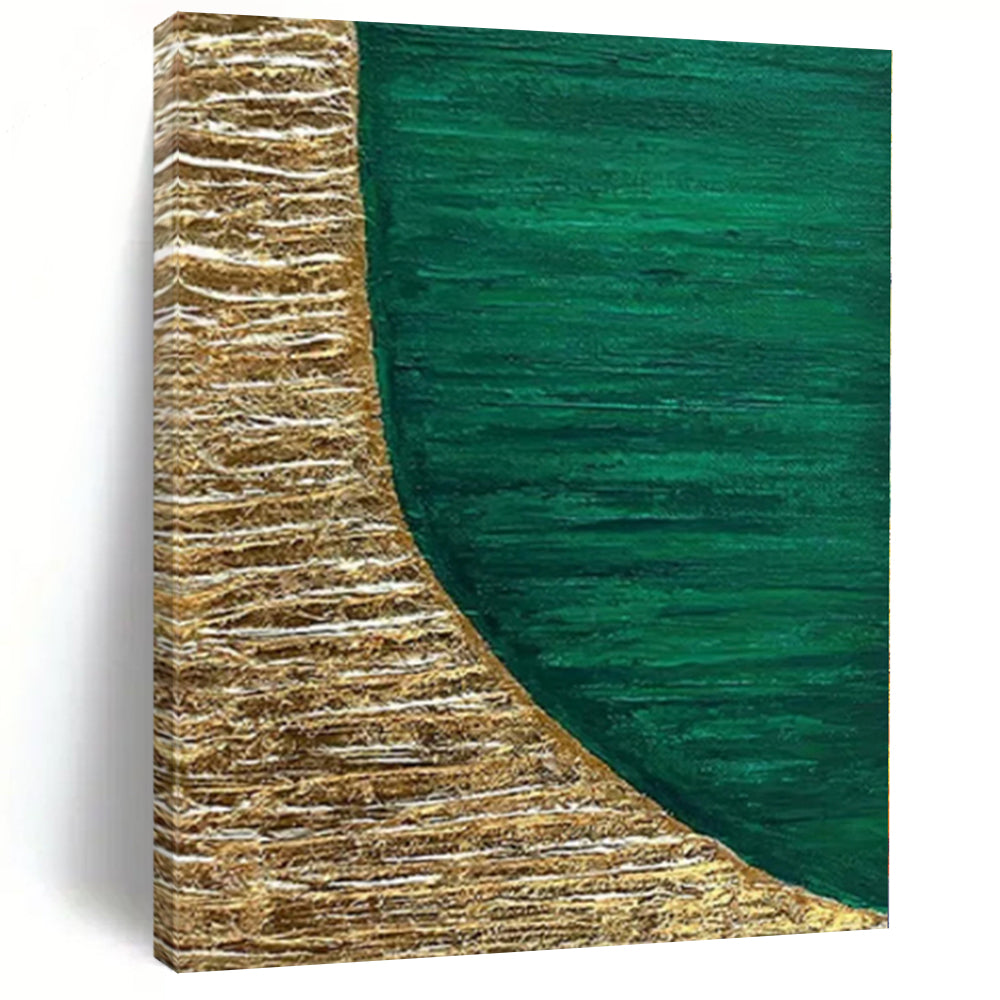 Large Size Green & Gold Textured Abstract Painting On Canvas PT048