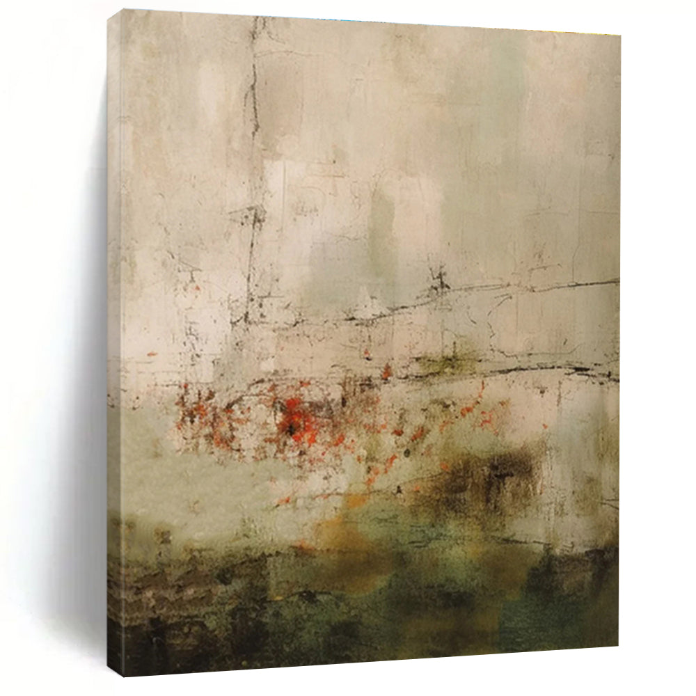 Buy Abstract Art Online Gray, Green, and Red Textured Abstract Landscape Art DPS474