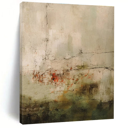 Buy Abstract Art Online Gray, Green, and Red Textured Abstract Landscape Art DPS474