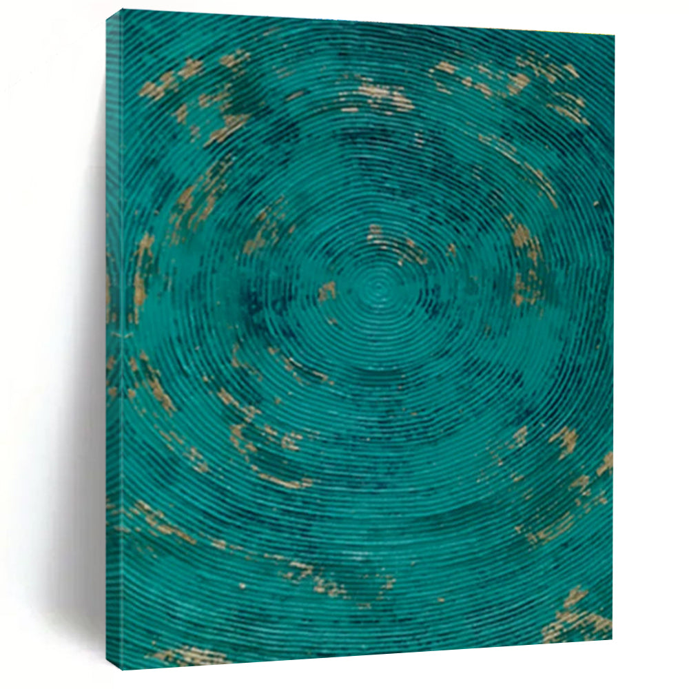 Large Size Teal Circular Patterns Abstract Acrylic Art PT615