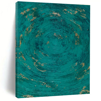 Large Size Teal Circular Patterns Abstract Acrylic Art PT615