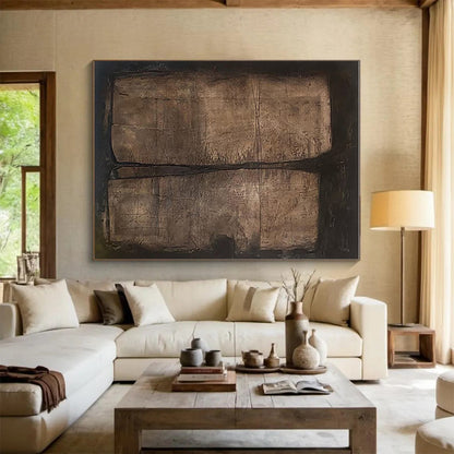 Large Size Brown Black Textured Abstract Art PT486
