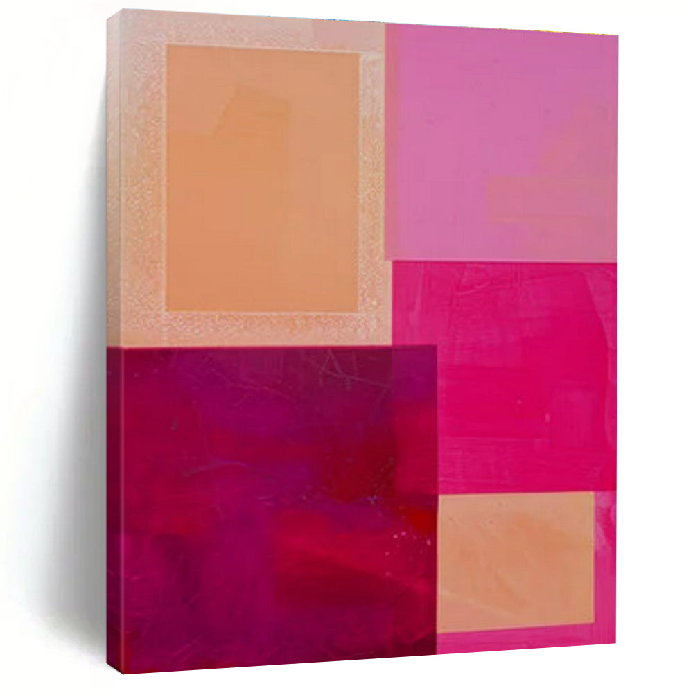 Oversized Abstract Wall Art Pink, Purple, and Orange Geometric Abstract Art PT788