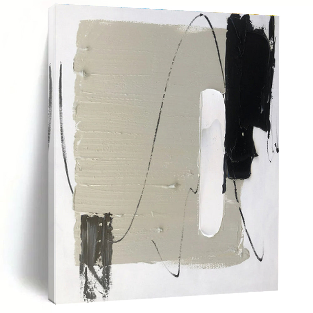 Minimalist Canvas Art Gray Black White Abstract Line Art PT470