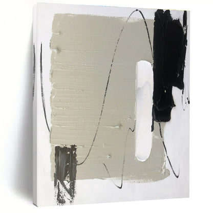 Minimalist Canvas Art Gray Black White Abstract Line Art PT470