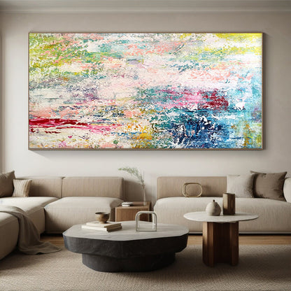 48x60 Colorful Multihued Abstract Art, Hand-Painted Acrylic Modern Art Painting PT286