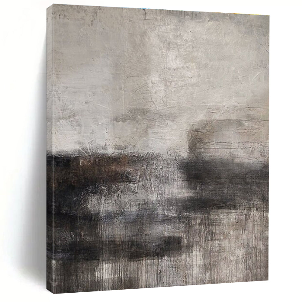 Large Size Gray and Black Moody Abstract Acrylic Painting PT625
