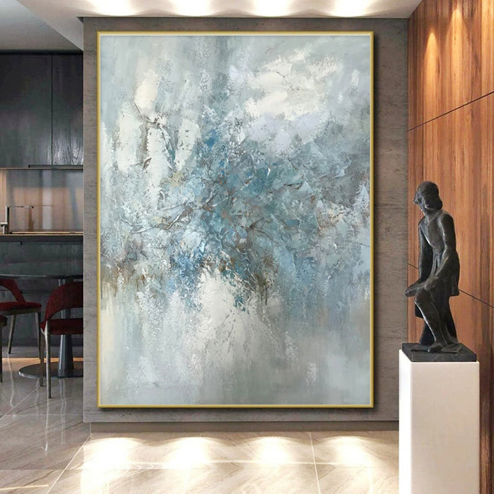 Acrylic Modern Art Paintings Blue Gray Textured Abstract Landscape Art PT392