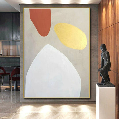 Hand-Painted Terracotta, Gold, and White Abstract Art PT643