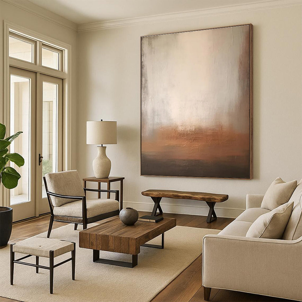 Paintings For House Beige Gray Abstract Textured Landscape Acrylic Painting PT480