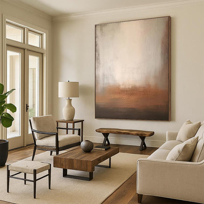 Paintings For House Beige Gray Abstract Textured Landscape Acrylic Painting PT480