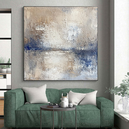 Hand Painted Art Beige, Gray & Blue Textured Abstract Painting On Canvas PT123