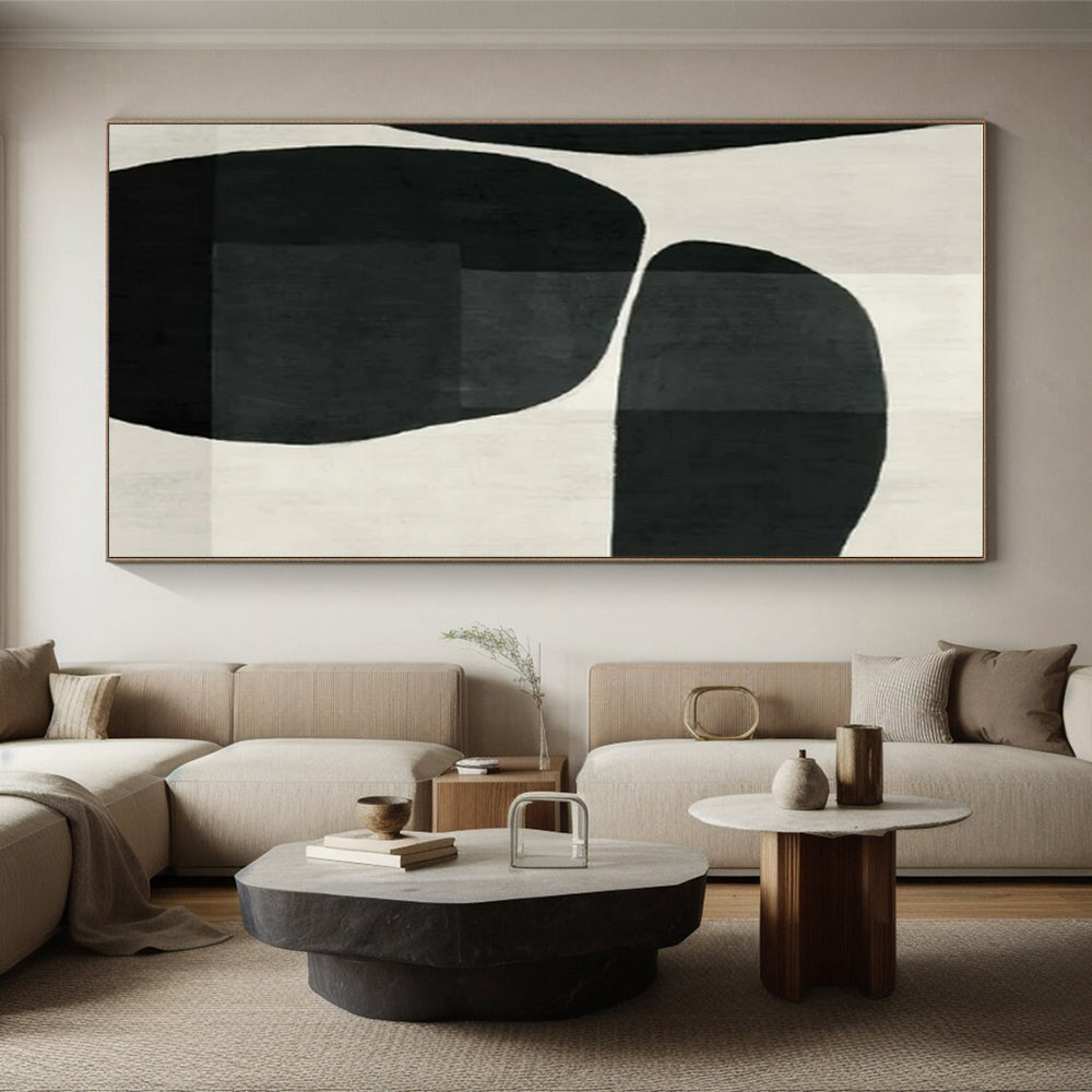 Oversized Abstract Wall Art Black and White Geometric Abstract Art PT779