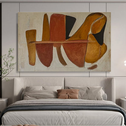 Hand-Painted Brown and Black Geometric Abstract Art HPS331