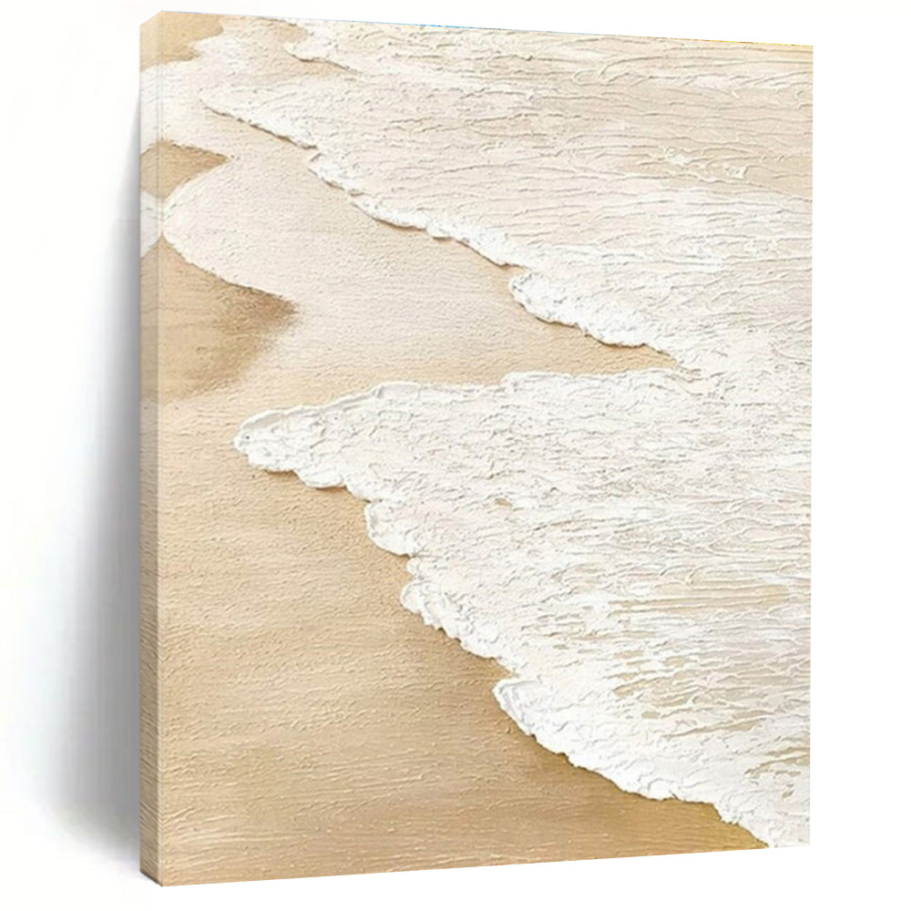 Hand Painting Beige and White Textured Coastal Abstract Art PT679