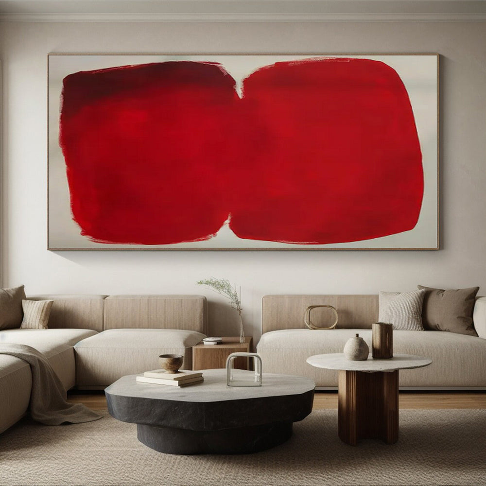 Minimalist Canvas Art - Red Monochrome Abstract Art with Soft Edges PT602