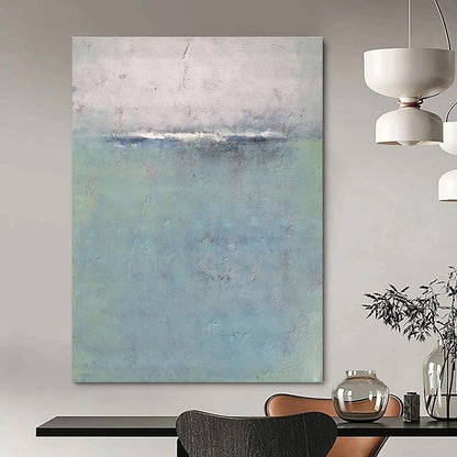 Hand-Painted Blue, Gray, and White Abstract Seaside Art DPS456