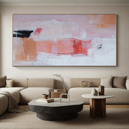 Hand-Painted Pink Orange White Abstract Art PT357