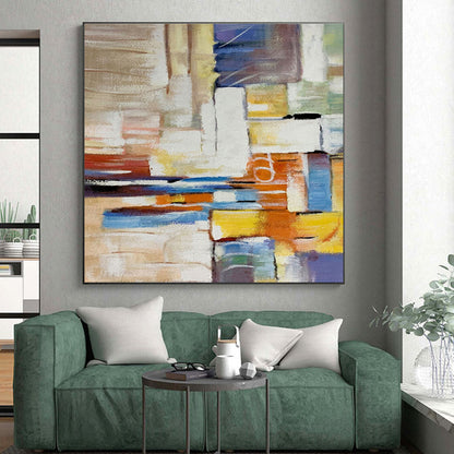 Modern Art Acrylic Multicolor Geometric Abstract Art for House PT458