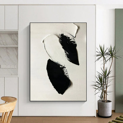 Black & White Minimalist Canvas Art - Bold Brush Strokes Abstract Art PT564