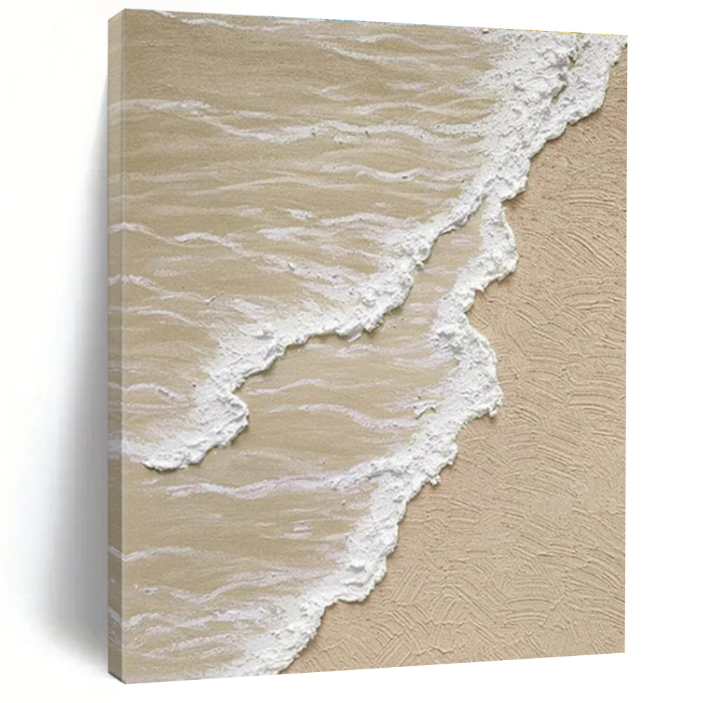 Large Size Beige, White, and Gray Textured Abstract Seaside Art DPS479