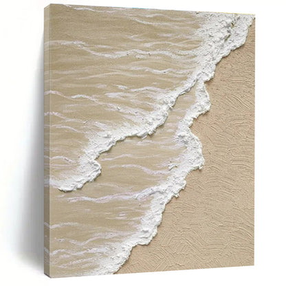 Large Size Beige, White, and Gray Textured Abstract Seaside Art DPS479