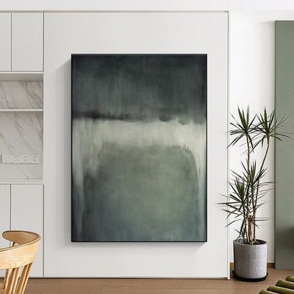 Minimalist Canvas Art Gray and White Abstract Misty Scene, Modern Art Acrylic PT531