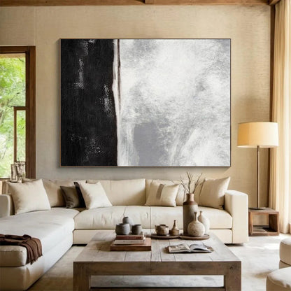 Oversized Abstract Wall Art Black and White Textured Abstract Art PT706