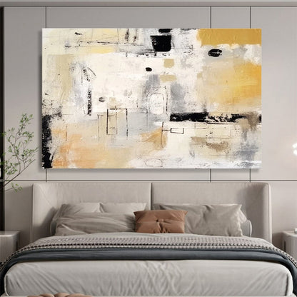 Cool Abstract Paintings Beige, Gray & Black Abstract Geometric Art HPS198
