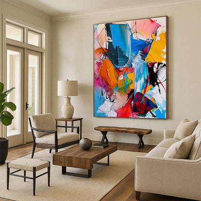 Oversized Abstract Wall Art Multicolor Dynamic Abstract Art PT364