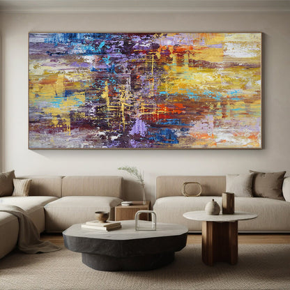 Oversized Abstract Wall Art Multicolor Abstract Expressionist Acrylic Painting PT485