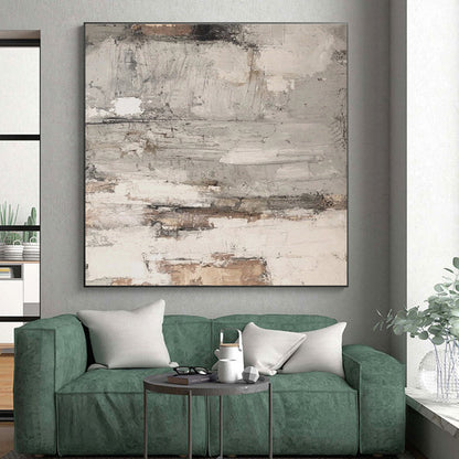 Hand-Painted Gray and Brown Textured Abstract Art PT632