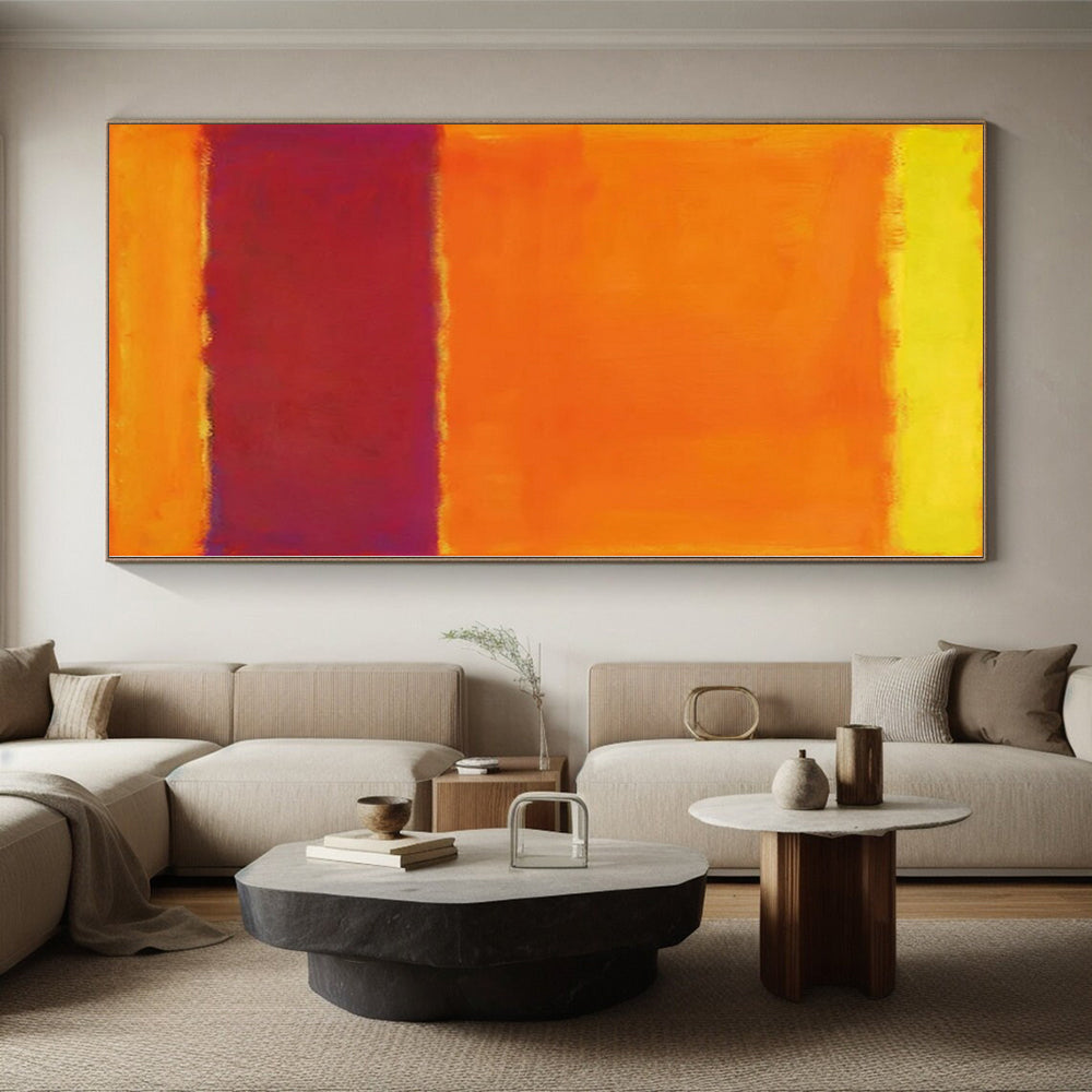 Hand Painting Orange & Red Color Field Abstract Painting On Canvas PT102