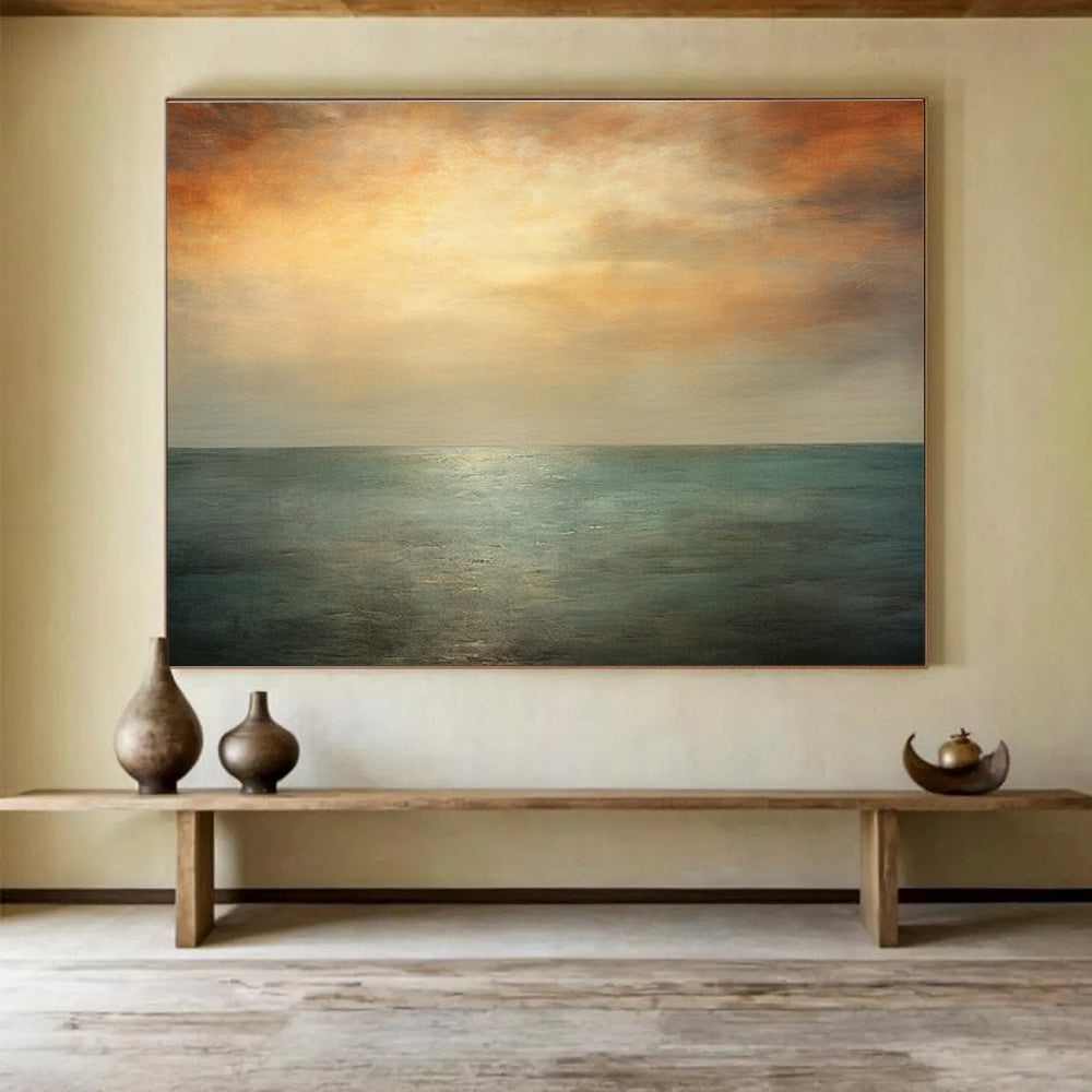 Unique Abstract Art Orange & Teal Abstract Sea & Sky Art HPS170