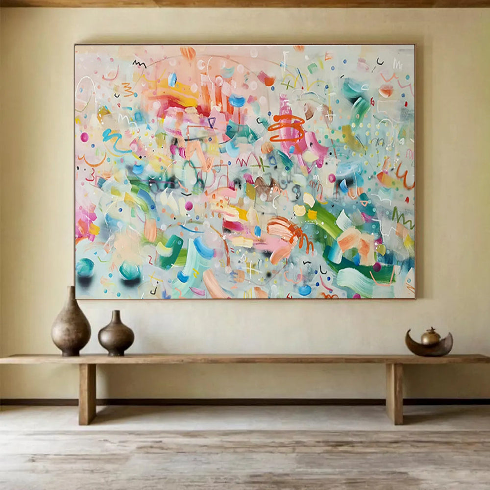 Huge Size Multicolor Playful Abstract Expressionist Art HPS333