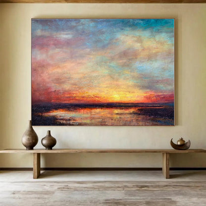 Acrylic Modern Art Paintings Multicolor Sunset Seascape Abstract Painting On Canvas HPS138