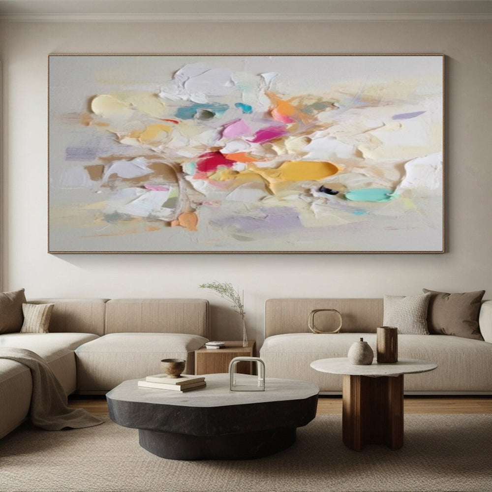 48x60 Colorful Abstract Acrylic Painting with Thick Textures, Cool Abstract Paintings PT006