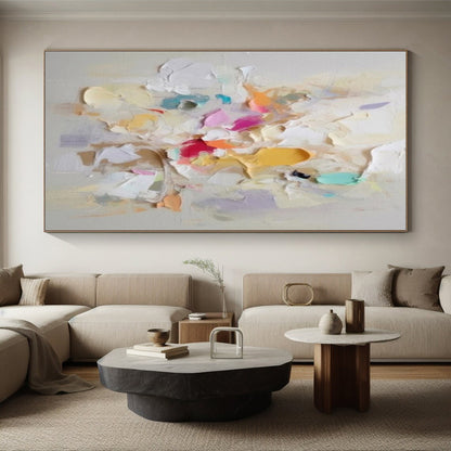 48x60 Colorful Abstract Acrylic Painting with Thick Textures, Cool Abstract Paintings PT006