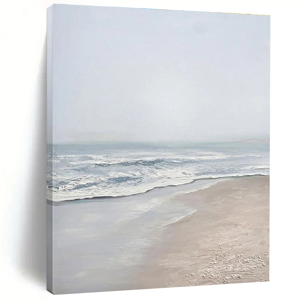 Minimalist Canvas Art Blue and Beige Coastal Abstract Beach Painting DPS451